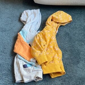 Yellow Floral and Bluey hoodies